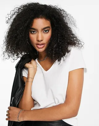 AllSaints Emelyn tonic v-neck t-shirt in white