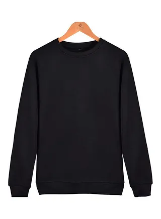 Solid Color Round Neck Long Sleeve Sweater Winter Warm Coat Tops Black 