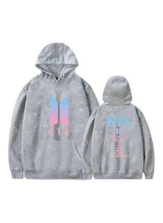 BTS Love Yourself Printing Hooded Sweatshirt Gray 
