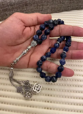 Natural Sodalite Stone Prayer Beads For Men 39 Beads Size 8.8mm x 10mm 