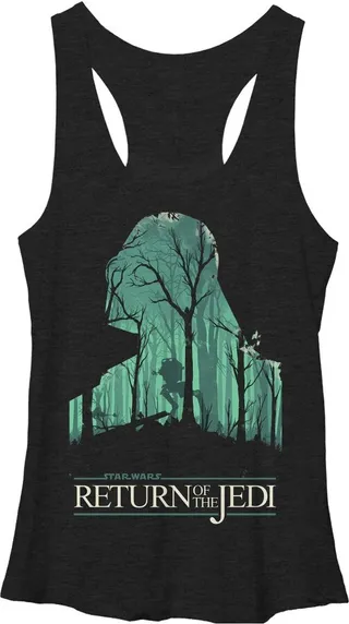 Women's Star Wars Forest Darth Vader Racerback Tank Top - Black Heather - Small