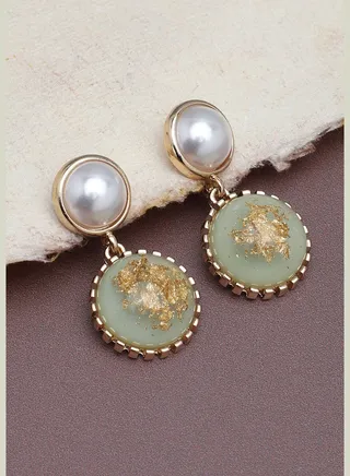 Gold Plated Party Designer Stone Drop Earring For Women