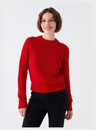 Ribbed Crew Neck Sweatshirt 