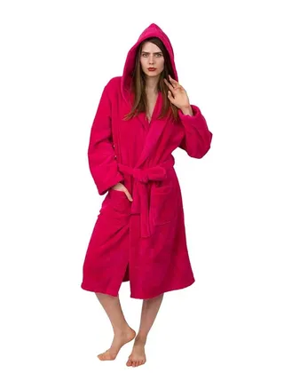 Pinkish Red Color Unisex Hotel Spa Terry Bathrobe XL Size 