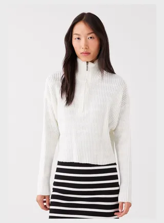 Zip Neck Ribbed Sweatshirt