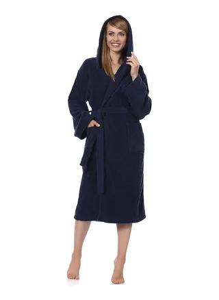 Navy Blue Color Lightweight Cotton Summer Unisex Terry Spa Bathrobe XXL Size 