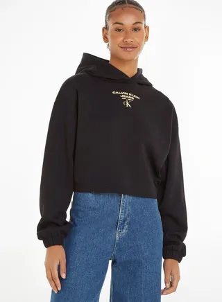 Logo Knitted Crop Hoodie 