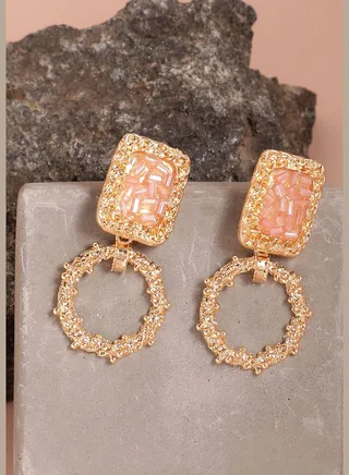 Gold Plated Designer Stone Party Drop Earring For Women