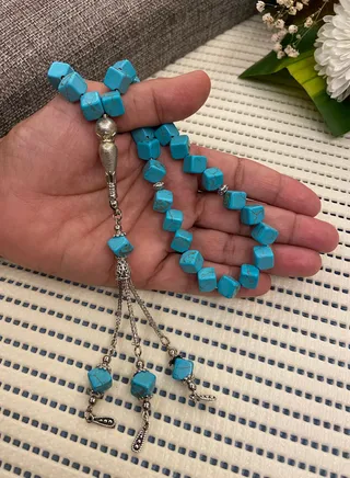 Natural Turquoise Stone Prayer Beads For Men 33 Beads Size 10mm 