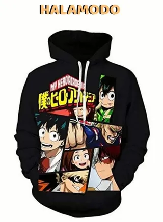 My Hero Academia Printed Suit Long Sleeve Round Collar Hoodie Sweatshirt 