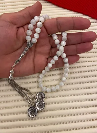 Natural Seashell Prayer Beads For Men 51 Beads Size 7.7mm 
