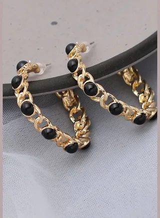 Gold Plated Party Designer Stone Hoop Earring For Women