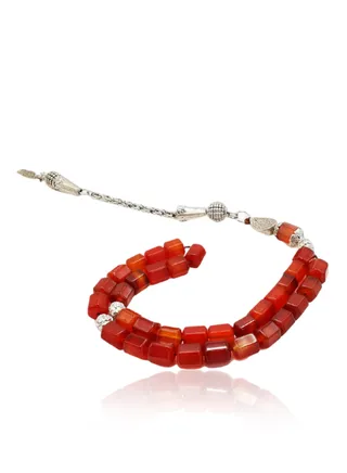 Onyx rosary is distinguished by its rectangular beads and distinctive brown color. 33 beads 