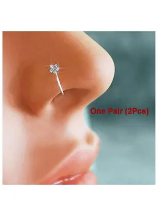 2Pcs One Pair Ear Cuff Earrings Piercing nose Women Charming Non Piercing Cartilage Ear Clip Without Pierced Earrings Silver Color 
