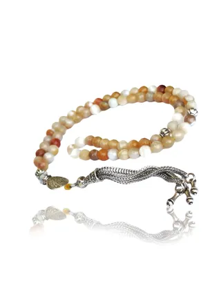 Brazilian agate rosary, 66 beads, features small and elegant agate beads that combine the beauty of agate with a unique design. 