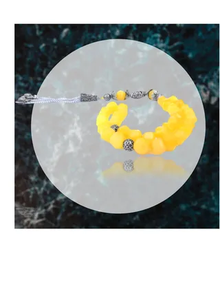 Yellow onyx male rosary is set with a high-quality rope that is strong and durable to effectively secure the beads 
