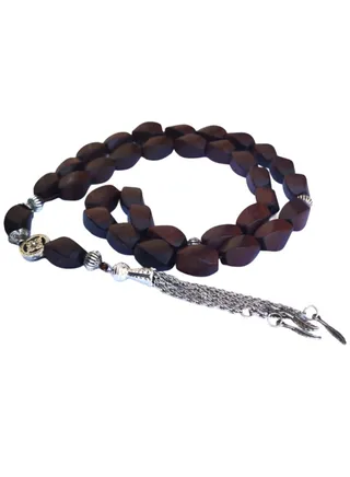 High-quality African wood rosary in brown color, featuring a simple and elegant design 