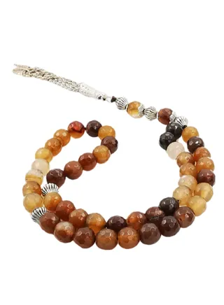 First class Brazilian agate rosary with steel karkosha, a distinctive and unique rosary 