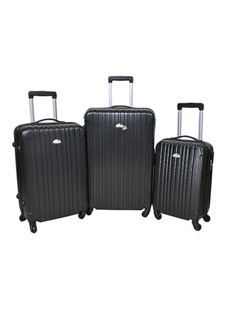 3-Piece Hardside Luggage Trolley Set Black 