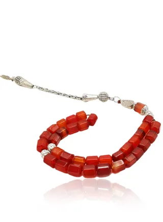 Luxurious onyx prayer and supplication rosary with a unique and distinctive design, distinguished by its rectangular beads and attractive color. 