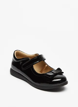 Bow Accent Mary Jane Shoes with Hook and Loop Closure 