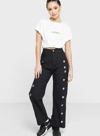 Heart Panel Detail Jeans