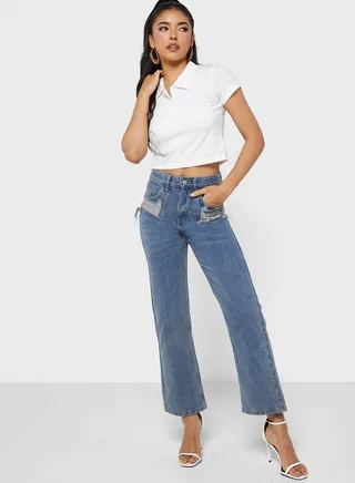 Distressed High Waisted Jeans 