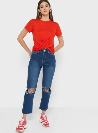 Distressed Mom Jeans 