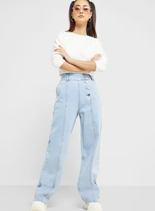 High Waist Seam Detail Jeans
