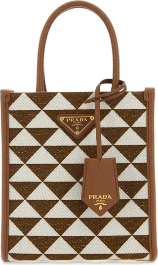Prada Logo Detailed Monogram Tote Bag