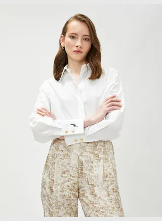 Sleeve Detail Cotton Shirt