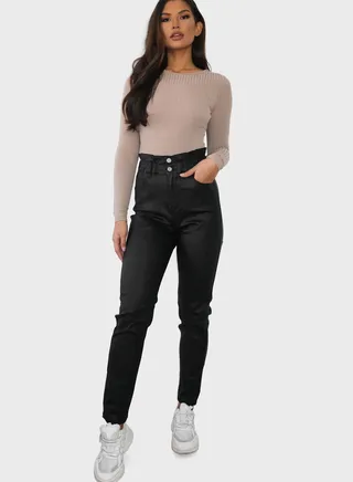 Coated Elasticated Balloon Jeans 