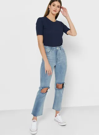 Distressed Mom Jeans 