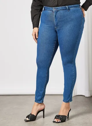 Plus Size Fitted Jeans Blue 