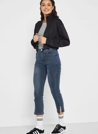 Slit Hem Skinny Jeans 