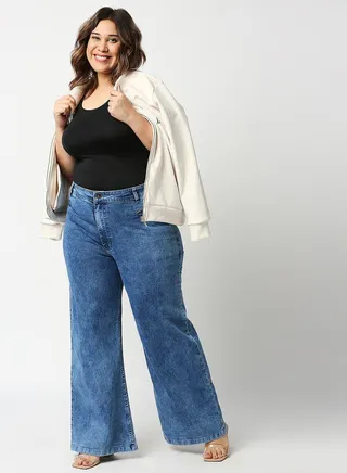Plus High Rise Wide Leg Jeans 