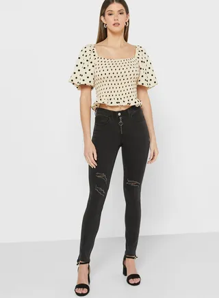 Rip Detail Skinny Fit Jeans 