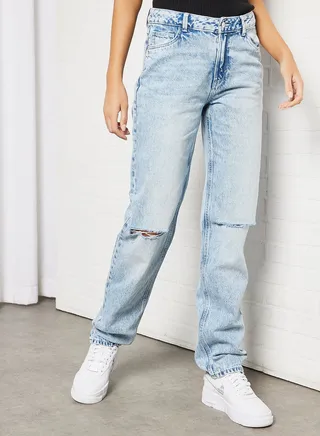 Slash Knee Jeans Blue 