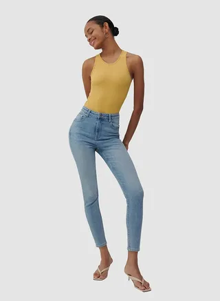 High Waist Slim Jeans Blue 