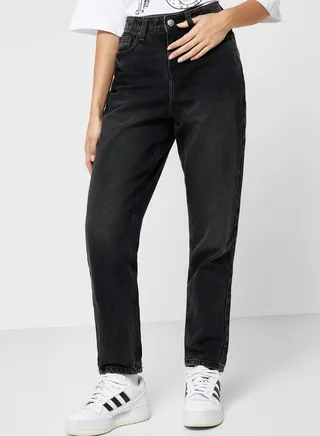 High Waist Carrot Leg Ankle Jeans