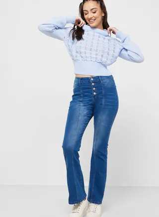 Front Seam Detail Jeans 