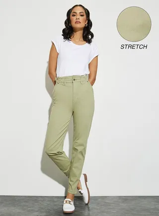 Paper Bag Waist High Rise Mom Jeans 