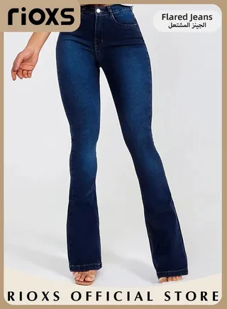 Women's Denim Pants Curvy Bootcut Mid-Rise Stretch Juniors Classic Fit Jeans 90s Vintage High Stretch Mid Rise Straight Leg Ripped Jeans 