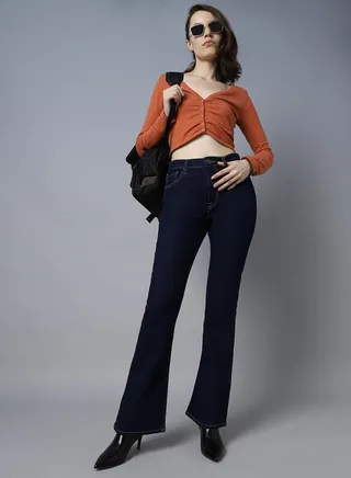 High Rise Bootcut Clean Look Stretchable Jeans