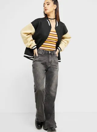 High Waist Flared Detail Jeans