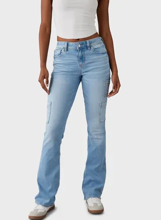 Low Waist Straight Fit Flared Jeans 