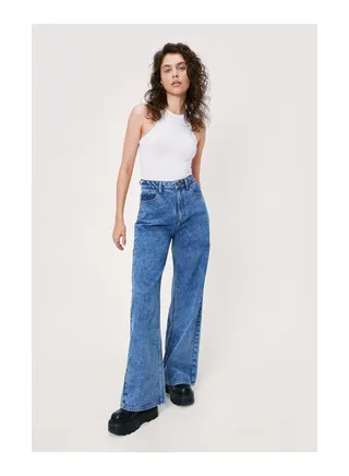 Organic Wide Leg High Waist Denim Jeans 