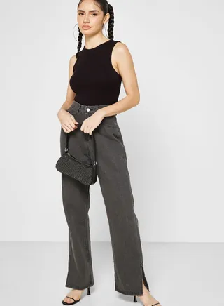 Slit Hem Detail Jeans 