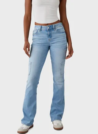 Low Waist Straight Fit Flared Jeans 