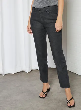 Straight Fit Jeans Black Denim 
